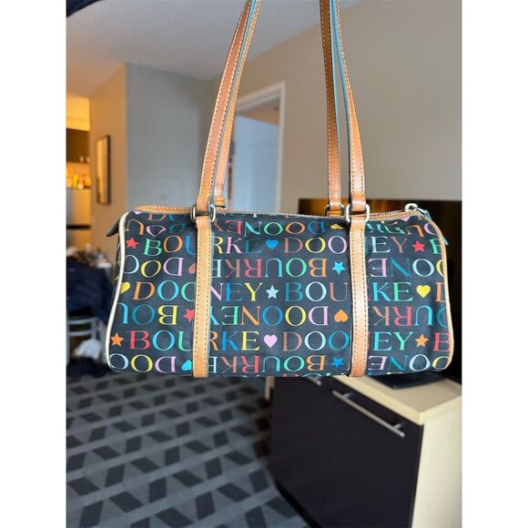 Vintage Dooney & Bourke Multicolor Graffiti Barrel Shoulder Bag - Picture 2 of 9